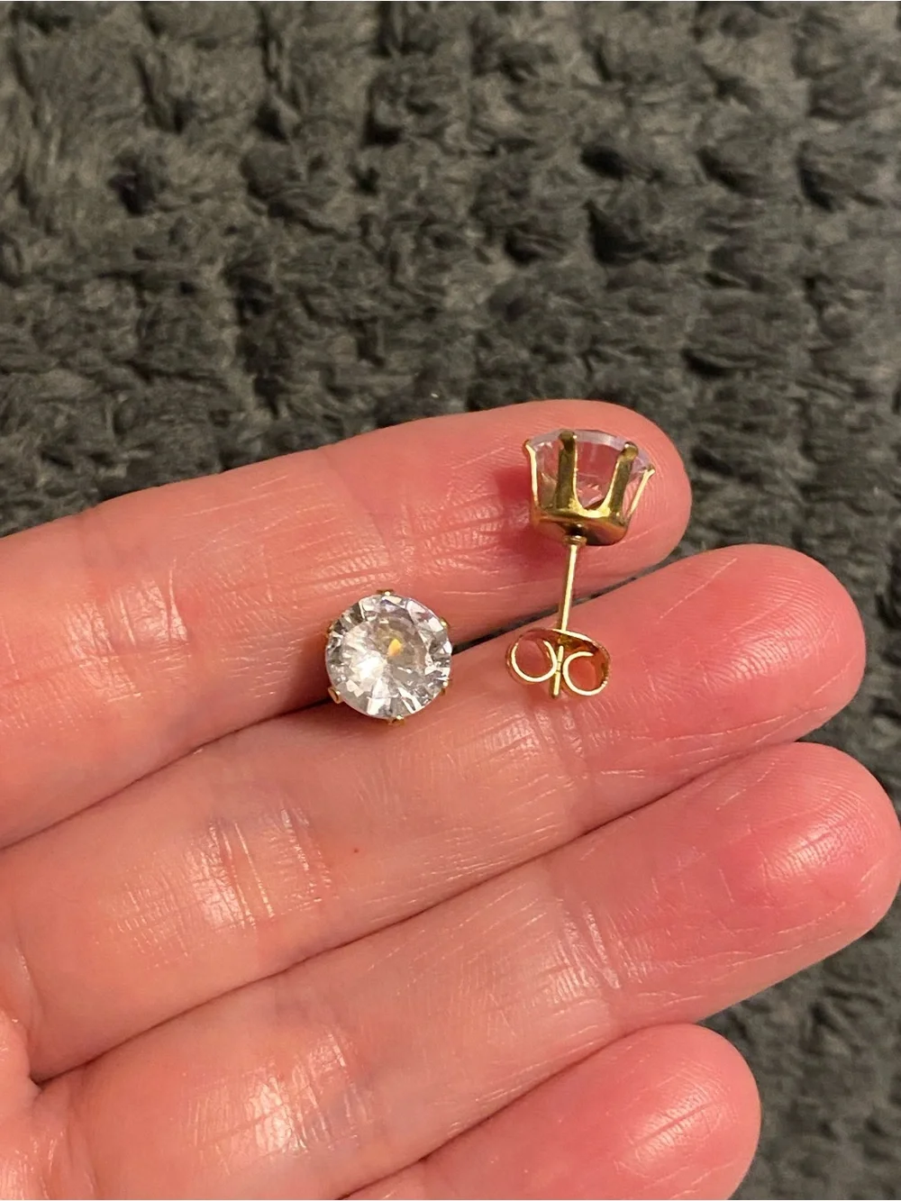 Gold-Plated CZ Stud Earrings
